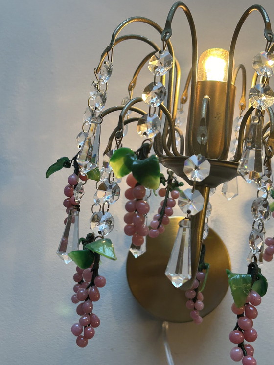 Image 1 of 6 pièces Lampes murales vintage italiennes en raisin rose