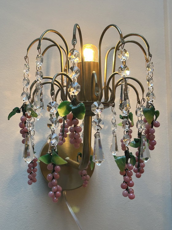 Image 1 of 6 pièces Lampes murales vintage italiennes en raisin rose