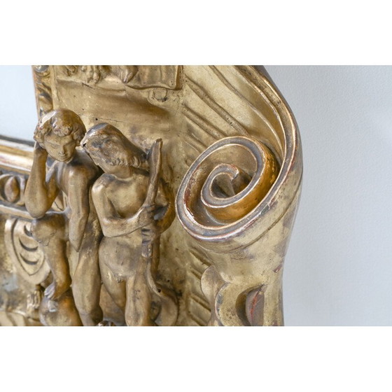 Image 1 of Miroir vintage en toile de bois doré