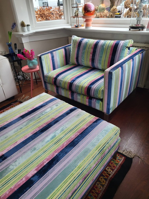 Love Seat Plus Hocker Designers Guild Furniture Stripe