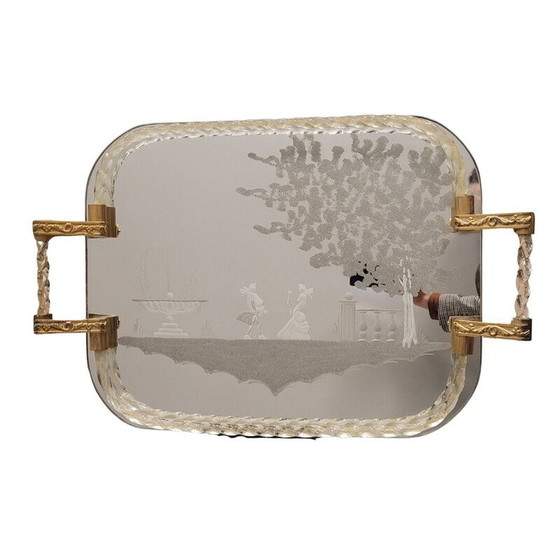 Image 1 of Exquise table vintage en verre de Murano et poussière d'or, Italie 1950