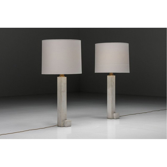 Image 1 of Lampadaire vintage en bronze et marbre italien, années 1950