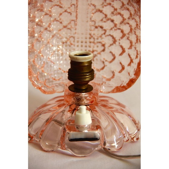 Image 1 of Lampe à feuilles vintage en verre murano rose foglia, Italie 1940
