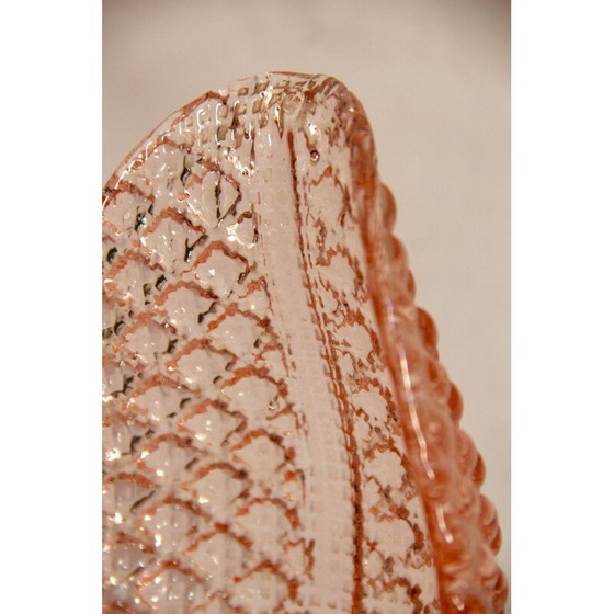 Image 1 of Lampe à feuilles vintage en verre murano rose foglia, Italie 1940