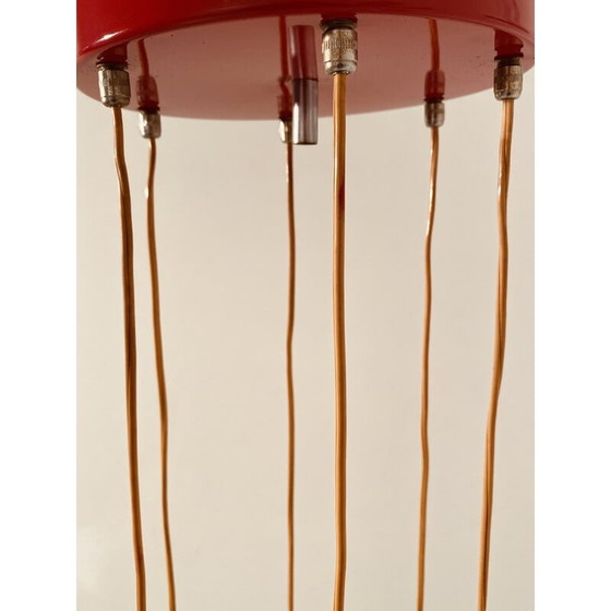 Image 1 of 1x Lustre vintage rouge « Cascada » de style Stilnovo, Italie, années 1950