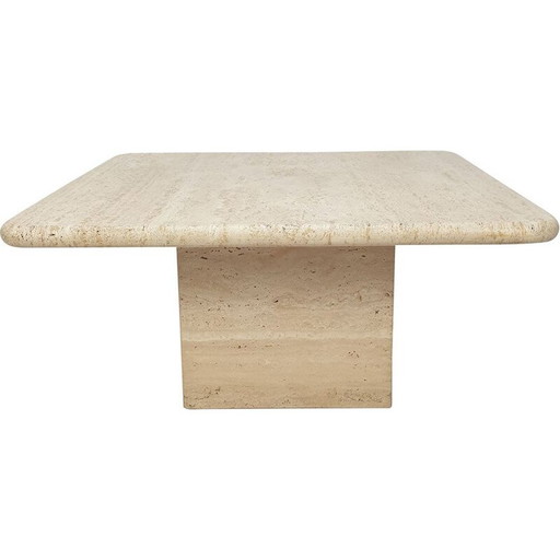 Table basse vintage en travertin, Italie 1980