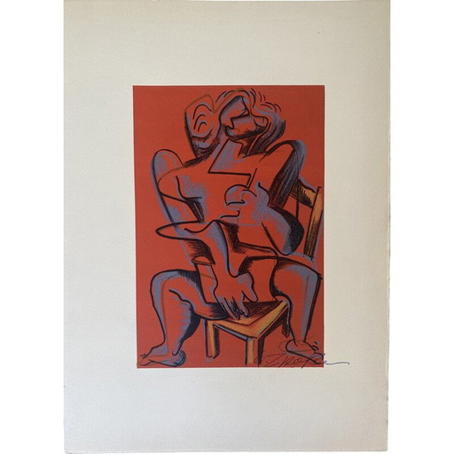 Lithographie ancienne "Les travaux d'Hercule" par Zadkine