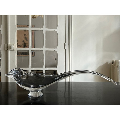 Oiseau en cristal vintage poche vide pour Cristalleries de Vannes