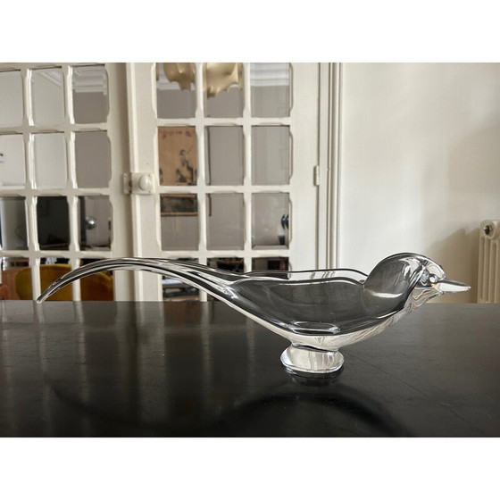 Image 1 of Oiseau en cristal vintage poche vide pour Cristalleries de Vannes