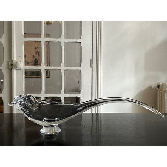Image 1 of Oiseau en cristal vintage poche vide pour Cristalleries de Vannes