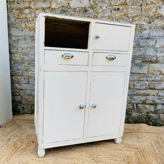 Image 1 of Buffet vintage blanc à 3 portes