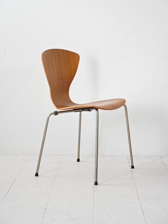 Image 1 of Chaise scandinave vintage en teck avec pieds en métal, Mid-Century Modern 1950S-60S
