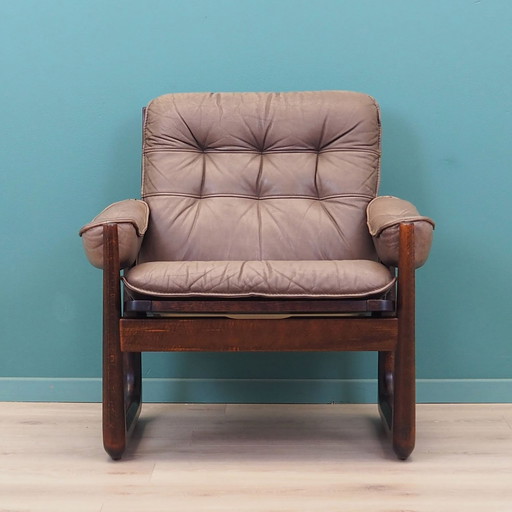 Fauteuil en cuir, design danois, années 1960, fabriqué par Genega Møbler