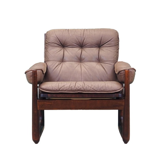 Image 1 of Fauteuil en cuir, design danois, années 1960, fabriqué par Genega Møbler