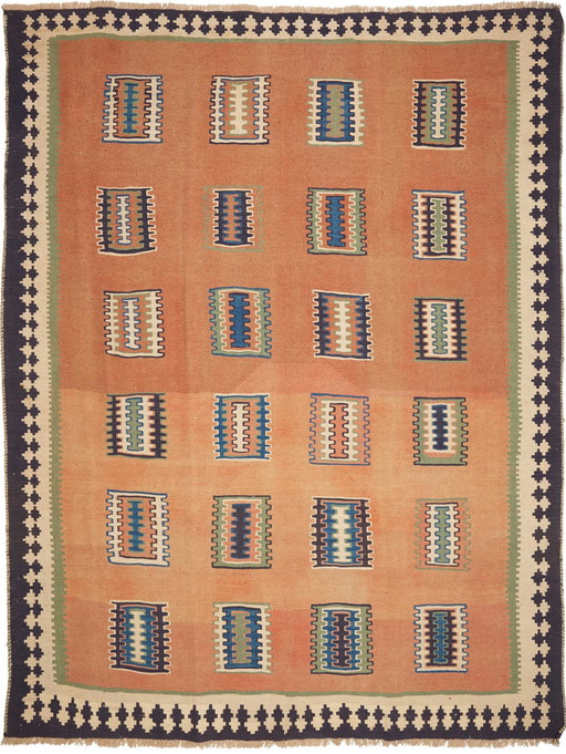 Kilim Fars Kashgaï -Tissé à la main-Utilisé 280 X 212 cm No. 448910