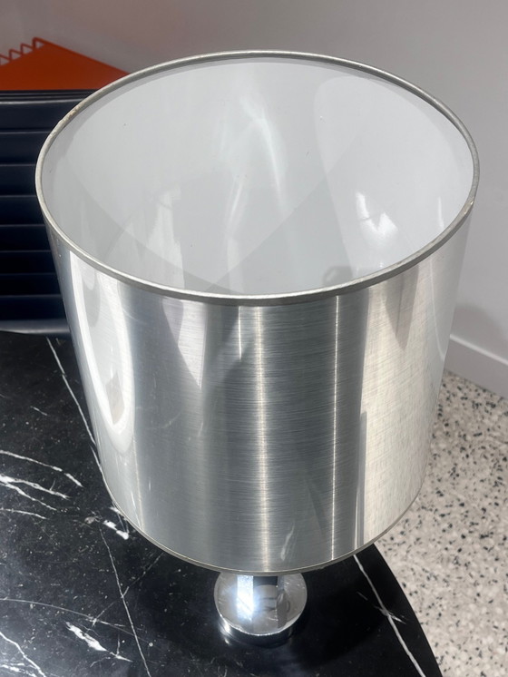 Image 1 of Lampe À Poser En Métal Brossé, 1970.