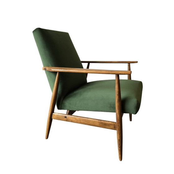 Image 1 of Paire de fauteuils vintage en hêtre et velours vert par Henryk Lis, années 1960