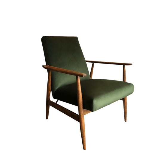Image 1 of Paire de fauteuils vintage en hêtre et velours vert par Henryk Lis, années 1960