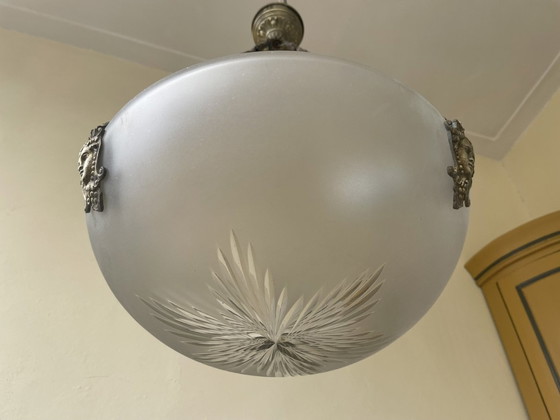 Image 1 of Lampe des années 1930 Lampe pendante française