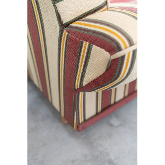 Image 1 of Ensemble de sièges vintage en bois et tissu rayé, Italie 1970