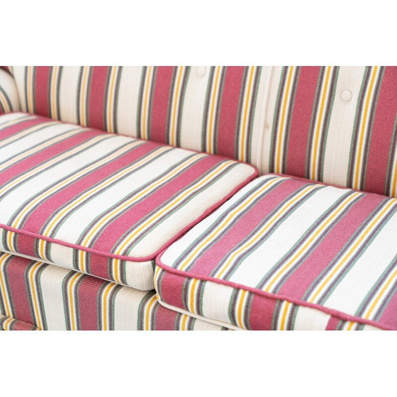 Image 1 of Ensemble de sièges vintage en bois et tissu rayé, Italie 1970