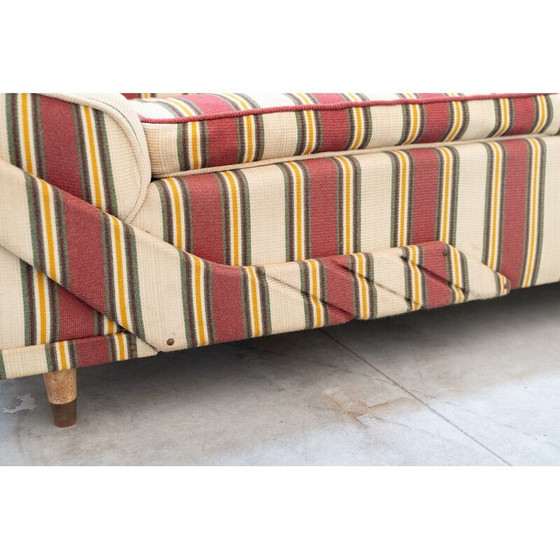 Image 1 of Ensemble de sièges vintage en bois et tissu rayé, Italie 1970