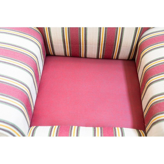 Image 1 of Ensemble de sièges vintage en bois et tissu rayé, Italie 1970