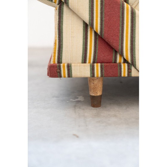Image 1 of Ensemble de sièges vintage en bois et tissu rayé, Italie 1970