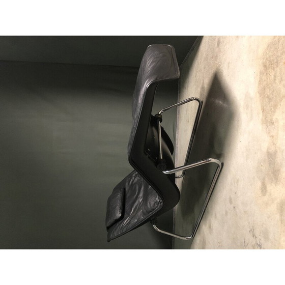 Image 1 of Chaise longue vintage en cuir noir, 1980