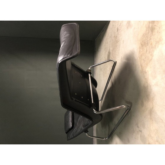 Image 1 of Chaise longue vintage en cuir noir, 1980