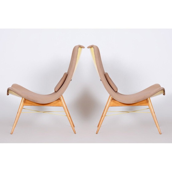 Image 1 of Paire de fauteuils bruns du milieu du siècle dernier, années 1950