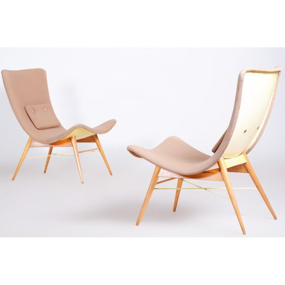 Image 1 of Paire de fauteuils bruns du milieu du siècle dernier, années 1950