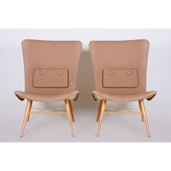 Image 1 of Paire de fauteuils bruns du milieu du siècle dernier, années 1950