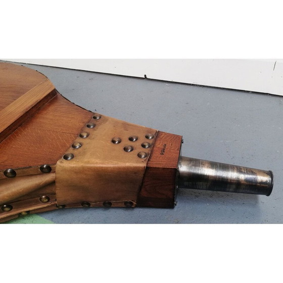 Image 1 of Soufflet de forge vintage en bois et cuir