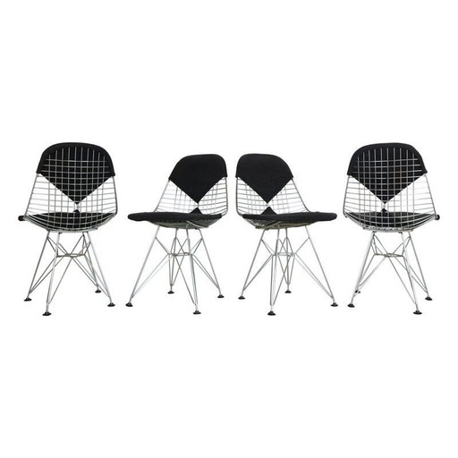 Ensemble de 4 chaises en fil de fer "Dkr-2" par Eames pour Herman Miller, 1960