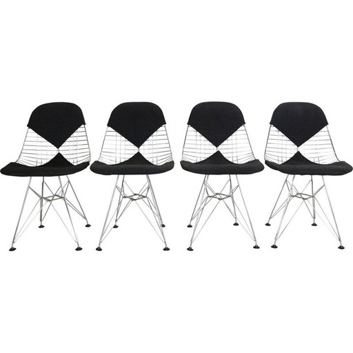 Ensemble de 4 chaises en fil de fer "Dkr-2" par Eames pour Herman Miller, 1960