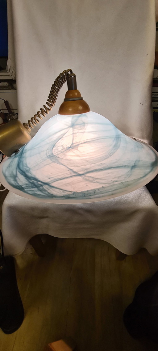 Bonalux Lampe à suspendre bleue en verre (réglable en hauteur)