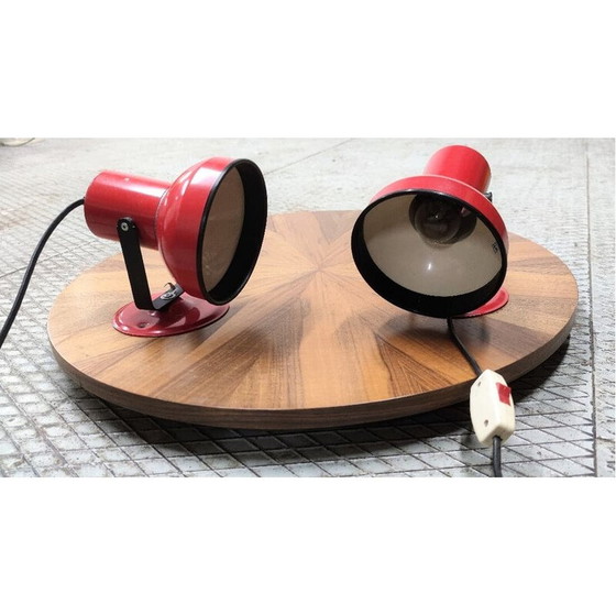 Image 1 of Paire de lampes de table du Mid Century en rouge, Hongrie, années 1970