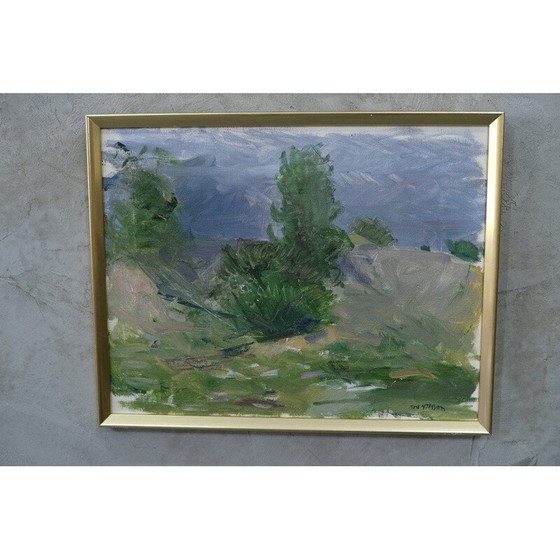 Image 1 of Peinture à l'huile moderniste vintage de Tore Nilsson, Suède 1970