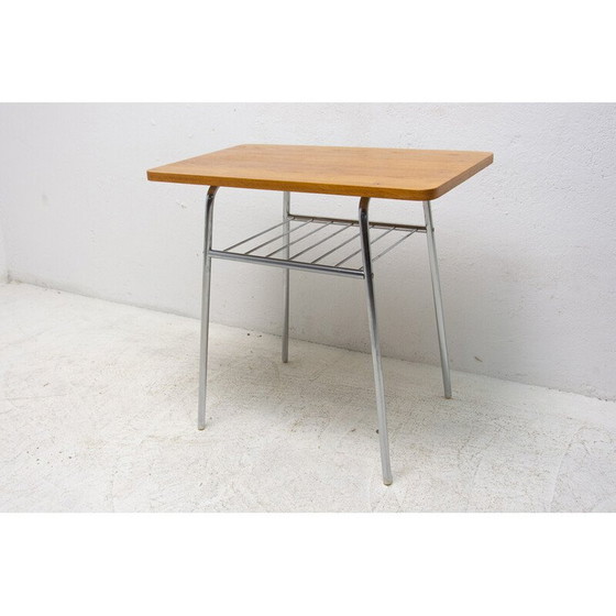 Image 1 of Table d'appoint vintage en bois et métal, Tchécoslovaquie années 1950