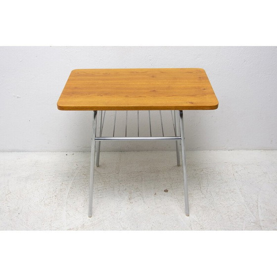 Image 1 of Table d'appoint vintage en bois et métal, Tchécoslovaquie années 1950
