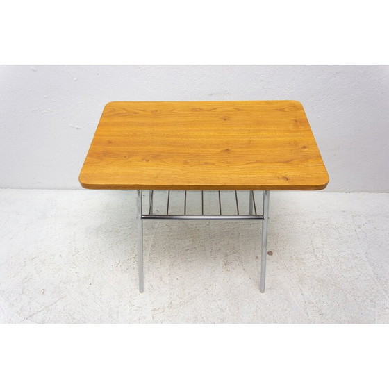 Image 1 of Table d'appoint vintage en bois et métal, Tchécoslovaquie années 1950