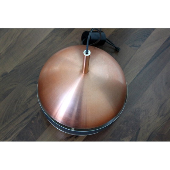 Image 1 of Lampe suspendue boule vintage en cuivre et céramique, Danemark années 1960