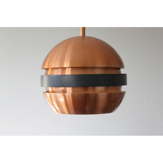 Image 1 of Lampe suspendue boule vintage en cuivre et céramique, Danemark années 1960
