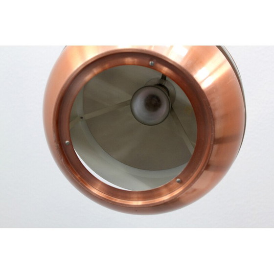 Image 1 of Lampe suspendue boule vintage en cuivre et céramique, Danemark années 1960