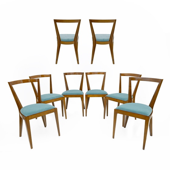 Image 1 of Huit chaises de salle à manger Ponti 940 Par Gio Ponti Pour Bbb Italia