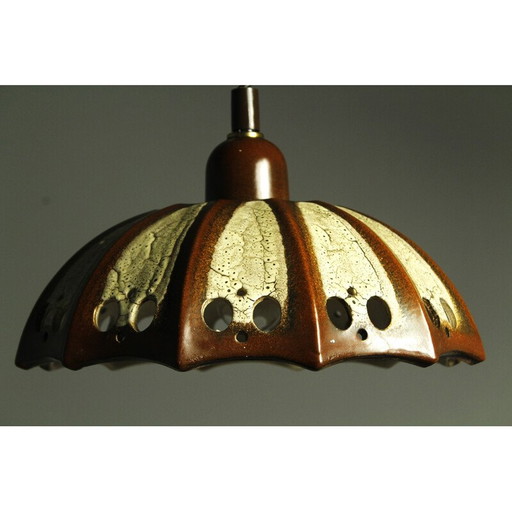 Lampe suspendue vintage en céramique de lave grasse par Pan Leuchten, 1970