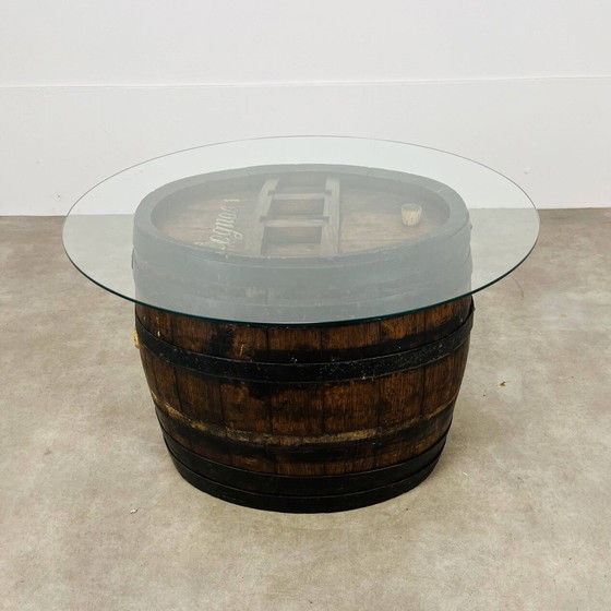 Image 1 of Table Basse Tonneau de Cognac, Bois et Verre
