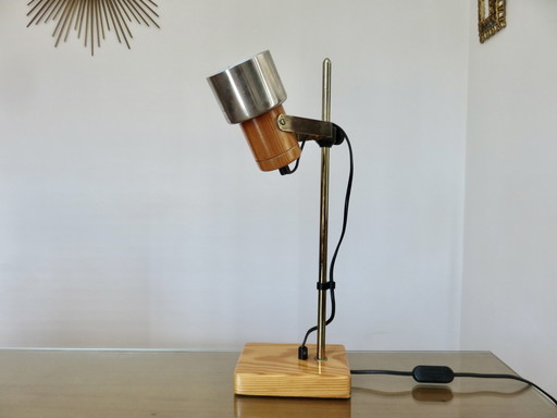 Lampe De Style Scandinave En Bois Blond, Années 70 80