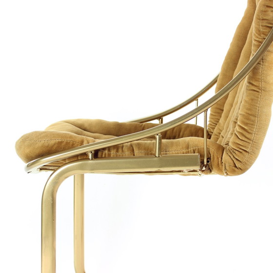 Image 1 of Chaise vintage italienne en métal doré, Italie années 1970